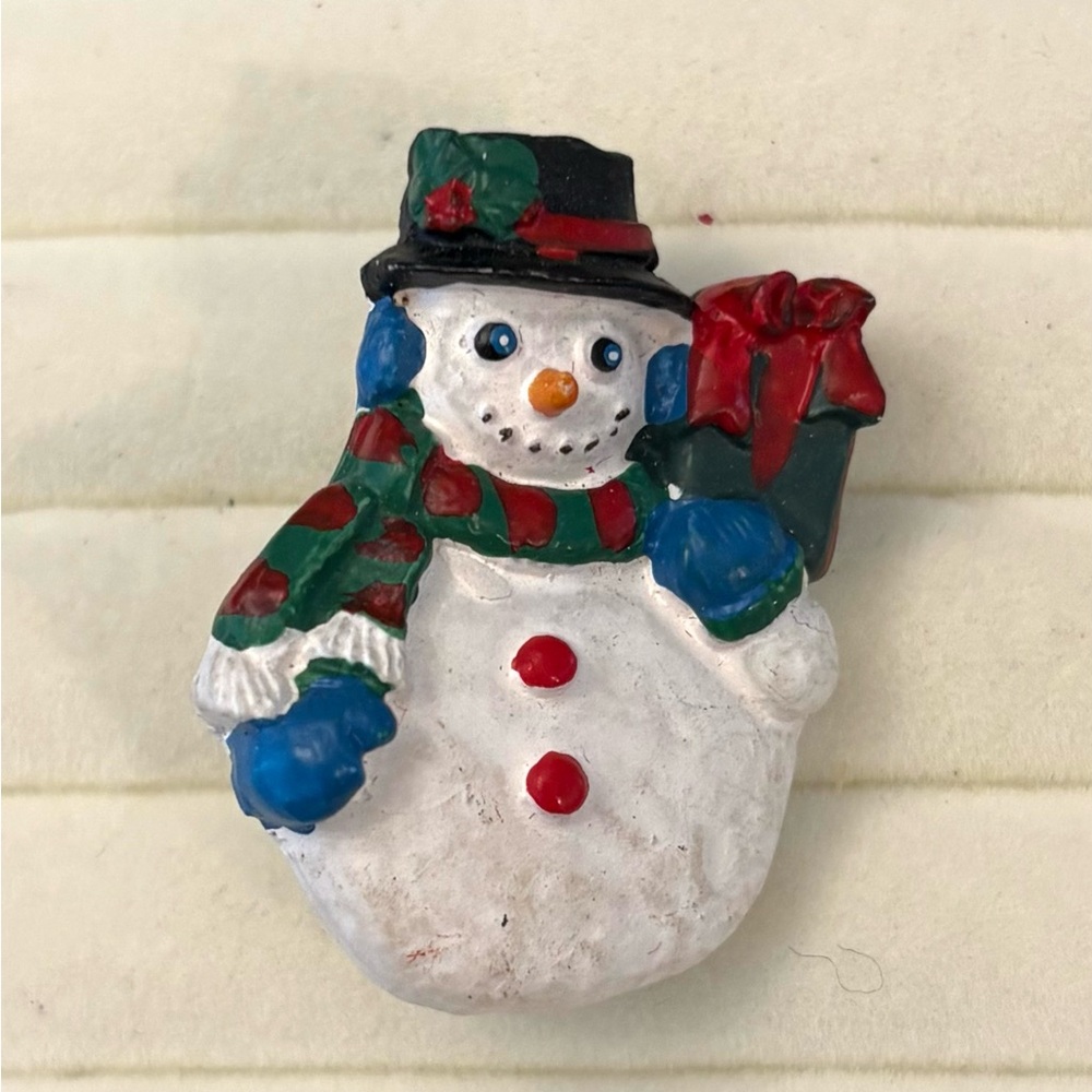 Vintage Snowman Pin Brooch‎ Holiday Jewelry Christmas Pin Winter Festive